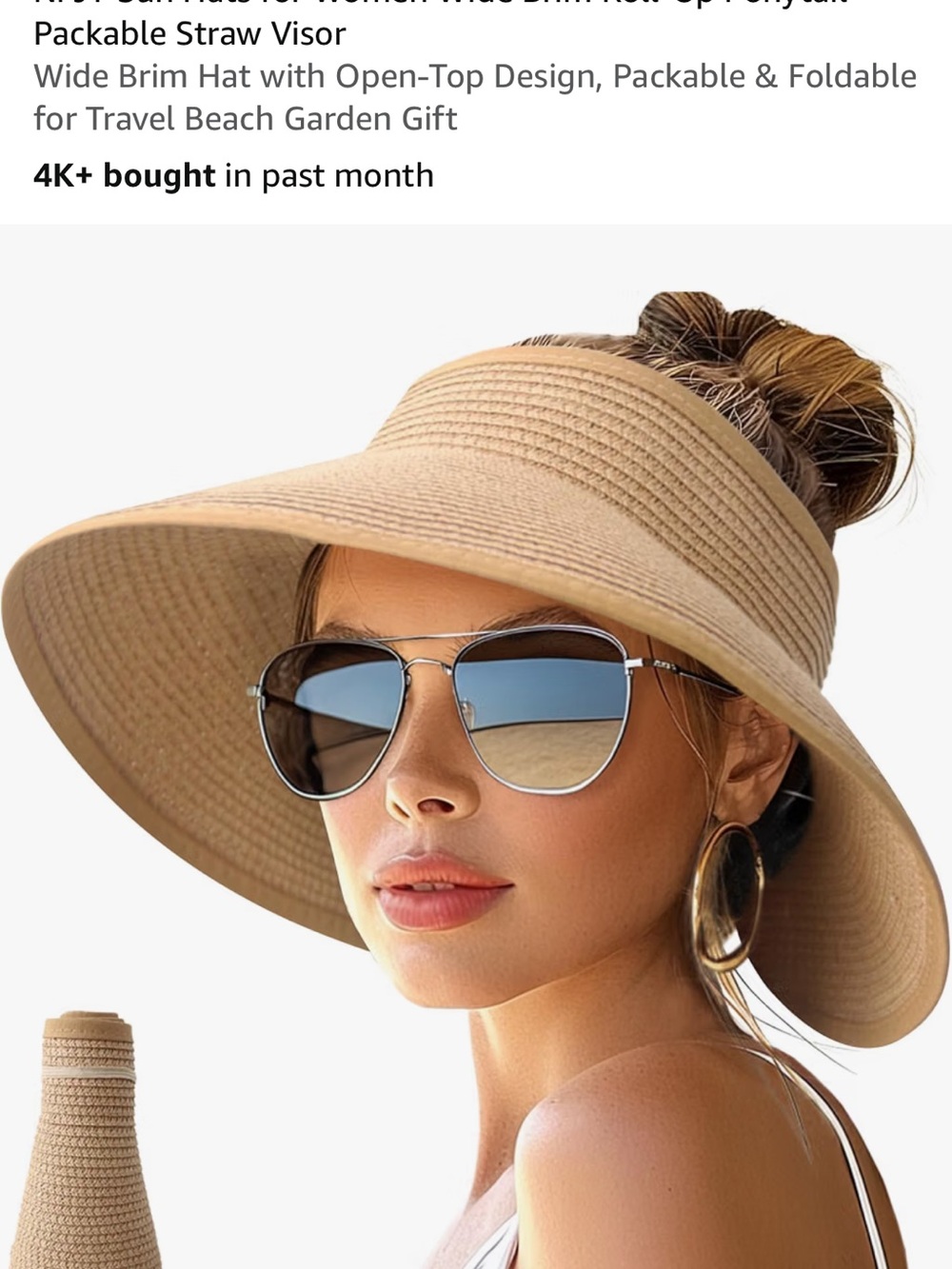 Foldable wide brim sun hat